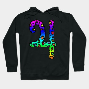 Jupiter Planet Symbol in Dark Rainbow Leopard Print Hoodie